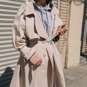 Hooded Oversized Belted Trench Coat